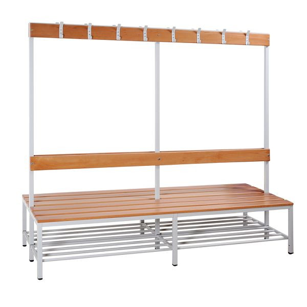 Lüllmann Sitzbankgarderobe, 1825 x 1600 x 800 mm, Lichtgrau/ Hartholz Buche, 806120