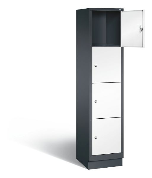 C+P Schließfachschrank Evolo, H1800xB420xT500mm, Farbe: Schwarzgrau / Verkehrsweiß, 48020-124 S10077