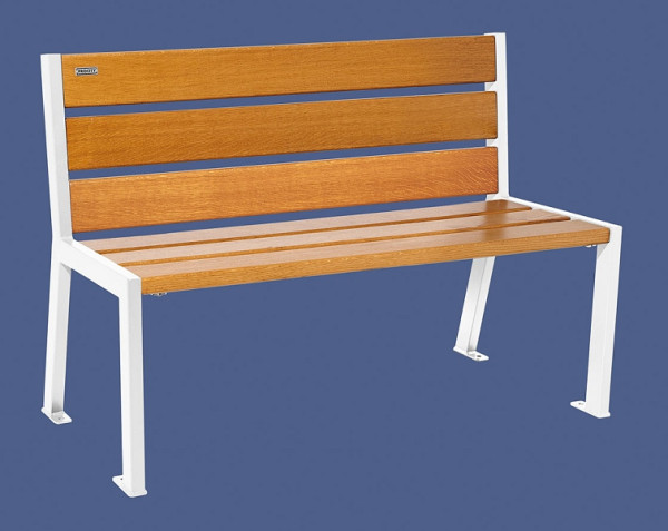 Procity Sitzbank Silaos 6 Holzlatten, 1200 mm, Ohne Armlehne, Holz & Stahl, helle Eiche/RAL 9010, 209601.9010.CHEC