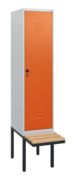 C+P Umkleidespind Classic PLUS, 1950x400x815mm, 7035/2004, Drehriegel, Buche-Sitzleisten, 0800405-12 S10061