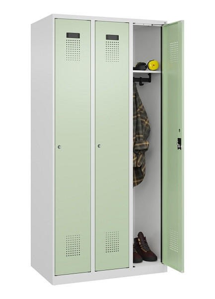 C+P Spind Evolo PLUS, 3 Abteile, 1850x900x500mm, 9016/6019, Verschluss Zylinderschloss, Ablageböden 3, 049000-30 S10046
