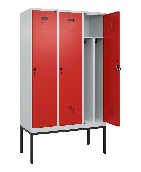 C+P Spind Evolo PLUS, Gestell, 3 Abteile, 2120x1200x500mm, 7035/3020, Verschluss Drehriegel, 0490307-32F S10005