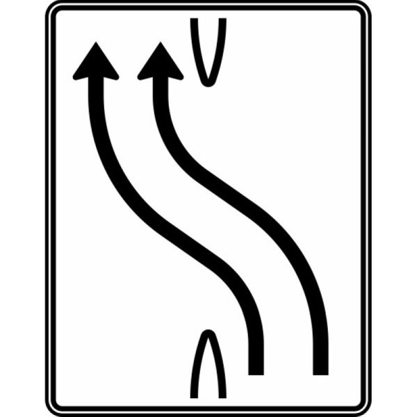 Stein HGS Überleitungstafel, zweistreifig nach links, RA1/Flachform 2mm, ohne Entfernungsangabe, 1600x1250mm, 501-11-111