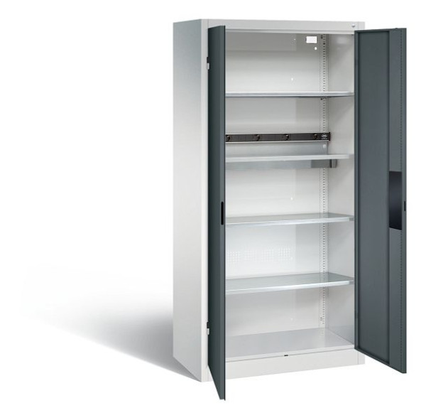 C+P Akkuladeschrank Serie 89, H1950xB930xT500mm, Farbe: Lichtgrau / Anthrazitgrau, Muldengriff, 8921-05E1 S10008