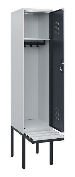 C+P Spind Evolo PLUS, 1 Abteil, 1950x400x815mm, 7035/7016, Zylinderschloss, Material Sitzfläche Kunststoff, 0490405-12 S10093