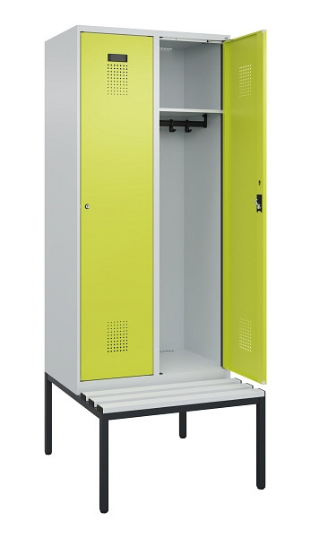 C+P Spind Evolo PLUS, 2 Abteile, 2120x800x815mm, 7035/0024, Haken 4, Zylinderschloss, Sitzfläche Kunststoff, Sitzbank, 0490507-22 S10096