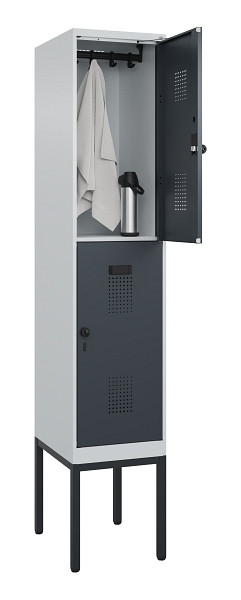 C+P Doppelstock-Spind Evolo PLUS, Gestell, 2 Fächer, 2120x400x500mm, 7035/7016, Drehriegel, 0493307-12 S10012