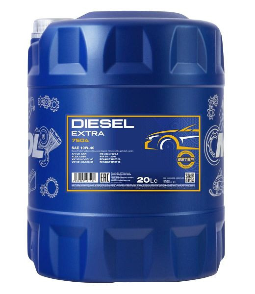 MANNOL Motoröl 7504 Diesel Extra 10W-40, VE: 20 l, MN7504-20
