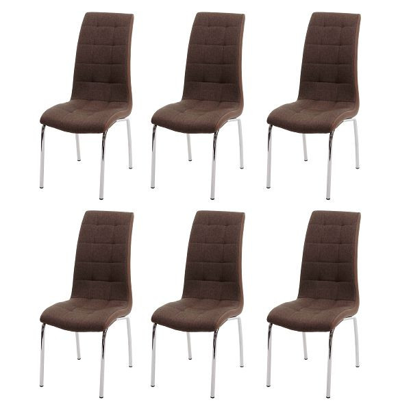 Mendler 6er-Set Esszimmerstuhl HWC-F29, Stuhl Küchenstuhl, Kunstleder Stoff/Textil, braun, 3x69500
