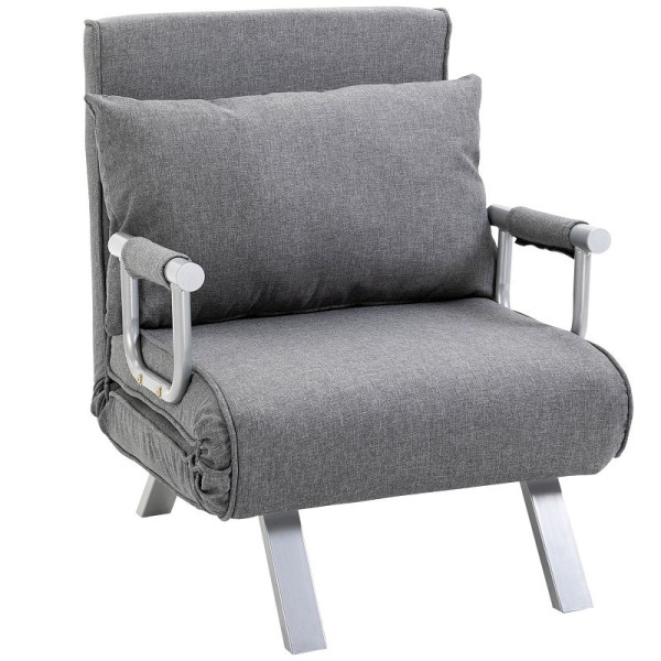 HOMCOM Relaxsessel Liegesessel Sessel, Liegefunktion, Gästebett, 65 x 69 x 80 cm, Grau, 833-040V80