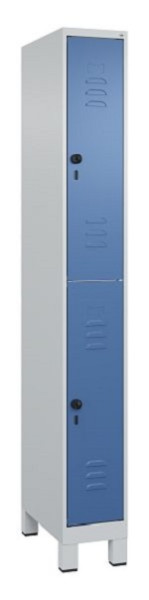 C+P Doppelstöckiger Spind Classic PLUS, Füße, 1950x250x500mm, 7035/5023, 080310-19 S10005