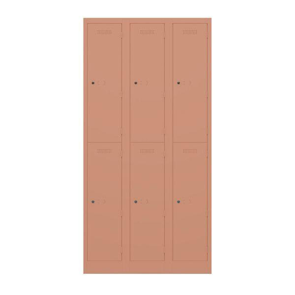 Bisley Garderobenschrank Primary Locker, 3 Abteile mit je 2 Fächern übereinander, 658 coral, PL3050T2658
