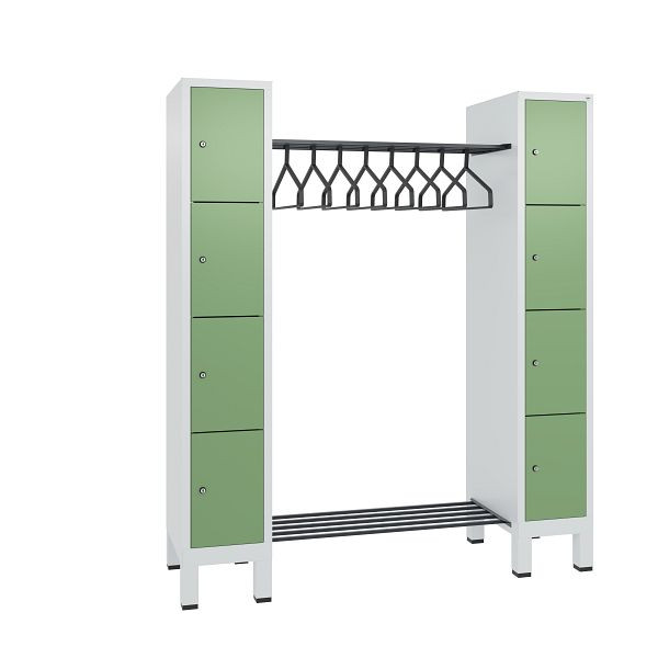 C+P Garderobe Evolo, 8 Fächer, H1850xB1591xT500 mm, Lichtgrau/Resedagrün, 48408-00 S10025