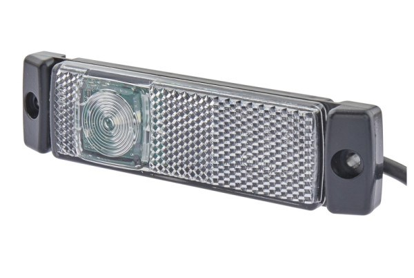 HELLA Positionsleuchte, LED, 24V, Anbau/Schraubanschluss, Scheibenfarbe: glasklar, LED-Lichtfarbe: weiß, 500mm, offene Kabelenden, vorne, 2PG 008 645-971