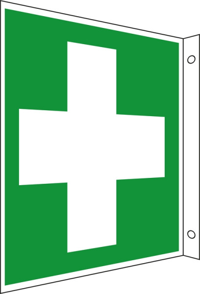 Eichner Rettungs-Fahnenschild "Erste Hilfe Fahnenschild", B x H: 20 x 20 cm, Aluminium, langnachleuchtend HI 150, 9225-14615-020