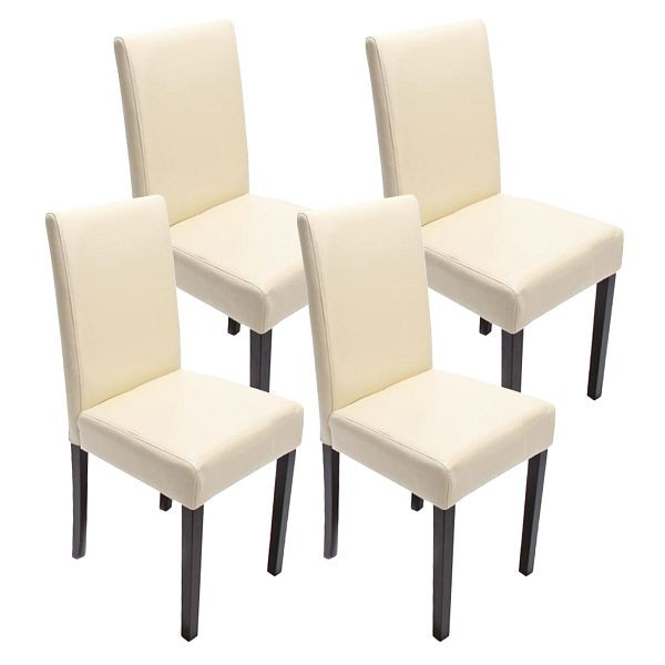 Mendler 4er-Set Esszimmerstuhl Stuhl Küchenstuhl Littau, Kunstleder, creme dunkle Beine, 28648