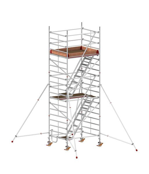 HYMER Treppen-Fahrgerüst mit Ausleger, Bühnenlänge 1,90 m, Rahmenteilbreite 1,50 m, Reichhöhe 6,40 m, 857606