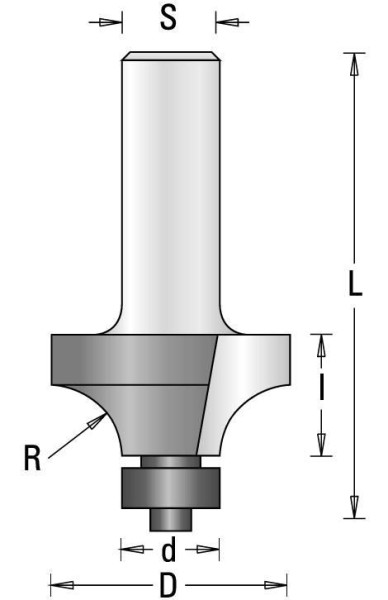 GUHDO HW-Abrundfräser Z2 S8 D20,7 R4 Anlauflager d12,7, 7741.207.80