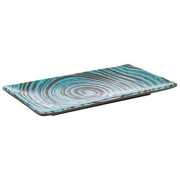 APS Tablett / Sushiboard -CANCUN-, 23,5 x 13,5 x 1,5 cm, Melamin, innen: Dekor, türkis / braun, außen: braun, 85200