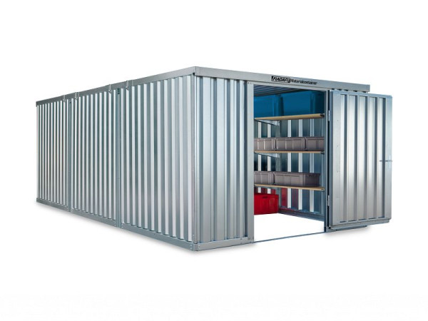 FLADAFI Materialcontainer-Kombination MC 1360, verzinkt, zerlegt, ohne Boden, 3.050 x 6.520 x 2.115 mm, Einflügeltür auf der 3 m Seite, F13630101