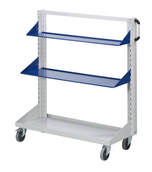 ANKE Werkbänke Grundwagen Ablagen gerade; 1250 x 650 x 1350 mm; RAL 7035/5010; mit 1 x Ablage gerade 250 mm; 1 x Ablage gerade 350 mm, 962.145