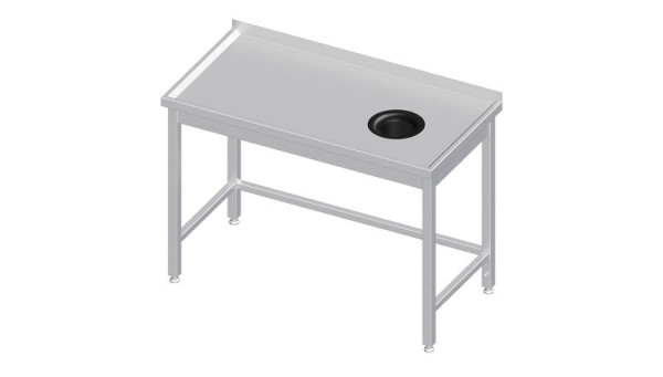Stalgast Arbeitstisch ohne Grundboden, 800x700x850 mm, mit Abfallloch rechts, mit Aufkantung, verschweißt, VAT08717RA