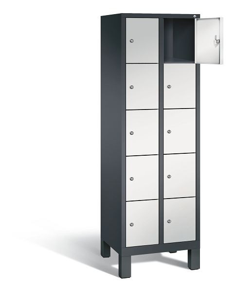 C+P Schließfachschrank Evolo, H1850xB610xT500mm, Farbe: Schwarzgrau / Lichtgrau, 48010-205 S10098