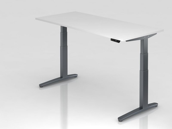 Hammerbacher Sitz-Steh-Schreibtisch elektrisch 180x80cm Weiß/Graphit, Rechteckform, VXBHM19/W/GG