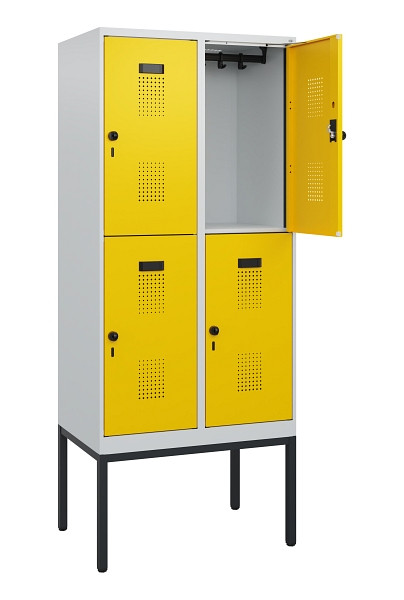 C+P Doppelstock-Spind Evolo PLUS, Gestell, 4 Fächer, 1950x800x500mm, 7035/1023, Drehriegel, 0493305-22 S10001