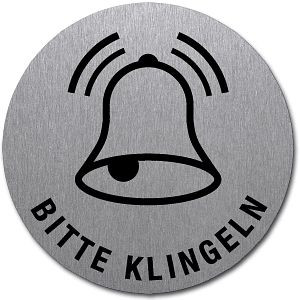Moedel Piktogramm Bitte klingeln, Edelstahl, selbstklebend, Ø 50 mm, 52503