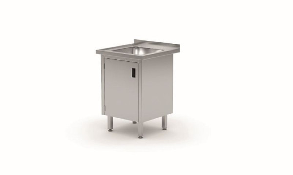 Hendi Spültisch mit Schrankunterbau, geschweißt, 2 Spülbecken 700 mm tief, 813546