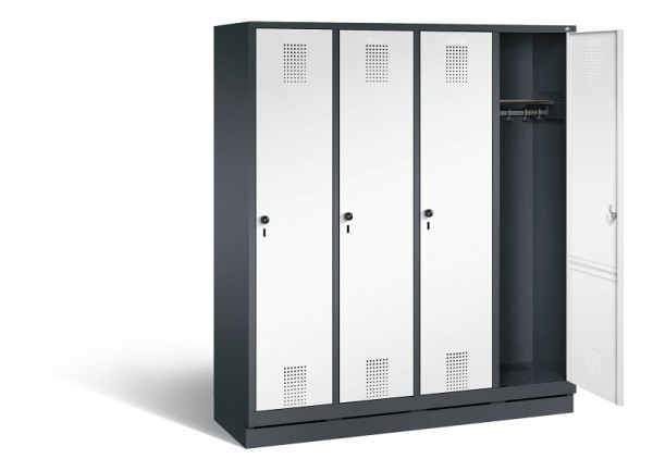 C+P Garderobenschrank Evolo, H1800xB1590xT500mm, Farbe: Schwarzgrau / Verkehrsweiß, 48020-42 S10560