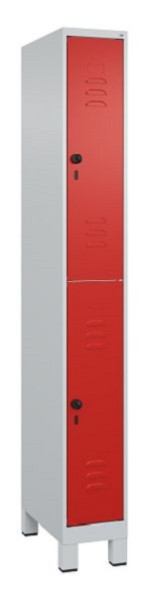 C+P Doppelstöckiger Spind Classic PLUS, Füße, 1950x250x500mm, 7035/3020, 080310-19 S10002