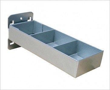 ADB Kleinteileablage mit Einteilung, passend für Eurolochung (10x10 mm/38x38 mm), Farbe: alu, RAL 9006, Maße LxB: 150x55 mm, 23156