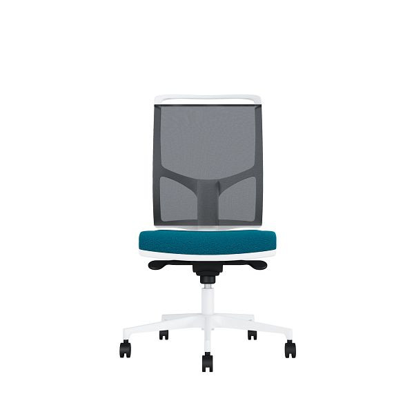 Bisley Bürodrehstuhl Zed, Weißes Kunststoff, Ohne Armlehnen, Fußkreuz aus Kunststoff, NE0411 türkis, ZEDKSWNE0411