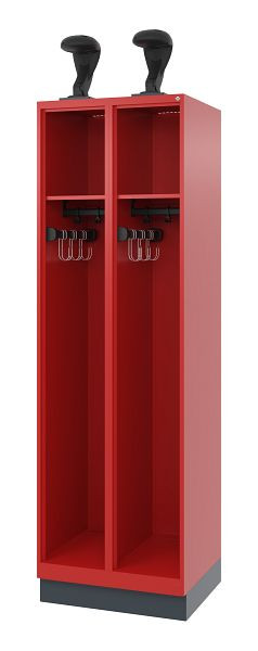 C+P Feuerwehrspind Evolo, Modell EXPERT, 2 Abteile, H1950B600T500 mm, Feuerrot, Sockel, 0491015-20 S10011