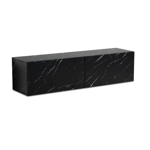 Wohnling Lowboard Hängend Marmor-Optik Schwarz 120x30x30cm TV-Schrank, Design Fernsehtisch mit Klapptüren, Fernsehschrank Wand, WL6.863