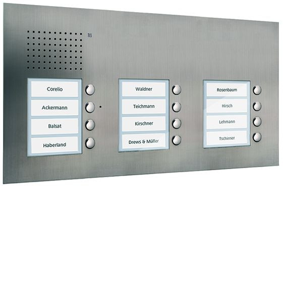 TCS Audio Außenstation Serie PUK 12 Klingeltasten (rechtsbündig), 3-spaltig, UP Edelstahl, PUK12/3-ES