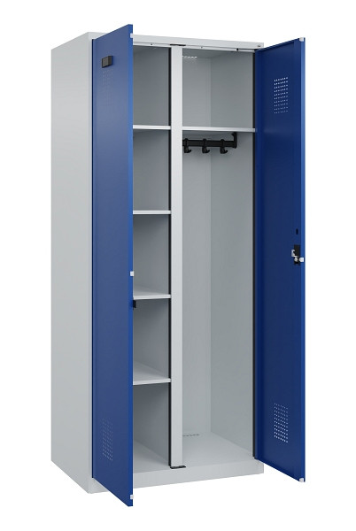 C+P Wäsche-/Garderobenspind Evolo PLUS, 2 Abteile, 1850x800x500mm, 7035/5010, Zylinderschloss, 049600-22 S10033