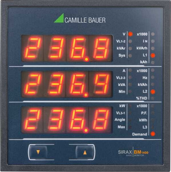 Gossen Metrawatt Programmierbare Messeinheit für Starkstromgrößen mit Anzeige BM1400, 3P, 60-300V, RS485, 1R, 2x4-20mA, 191945