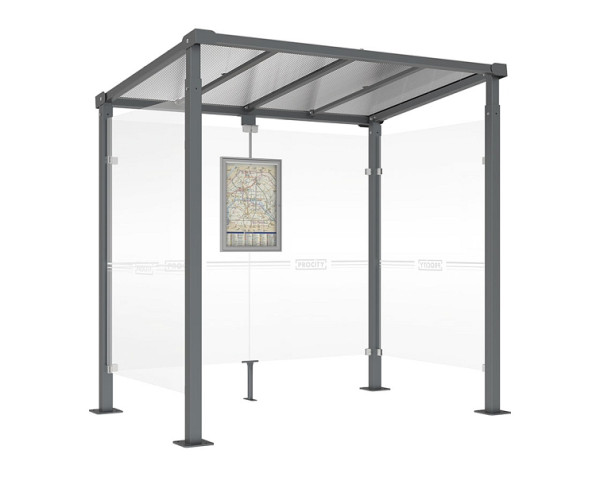 Procity Wartehalle Milano - 2 Seitenverkleidungen, Farbe Procity grau, Maße: Breite 2500 x Höhe 2545 x Tiefe 1824 mm, 529242.GPRO