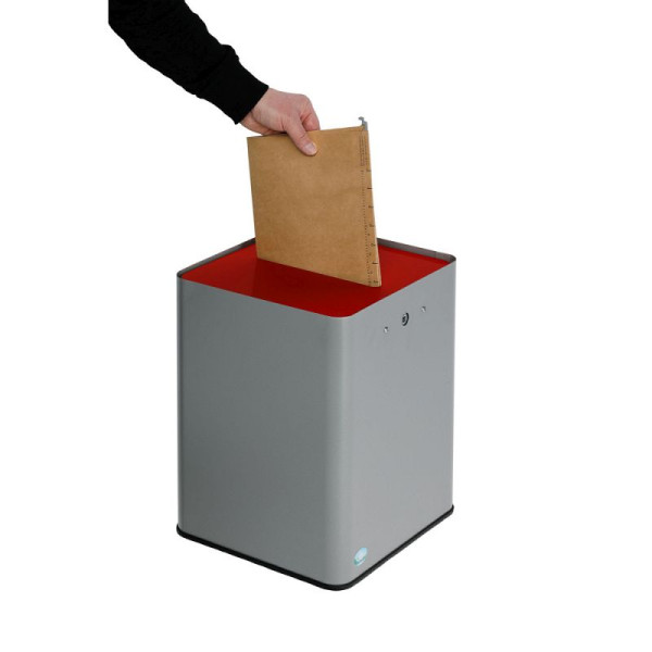 STEIN HGS Papiersammler P40-DSGVO, Silber (ähnl. DB 701), Feuerrot (RAL 3000), 82049.0001