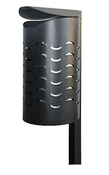 Renner Abfallbehälter mit Pfosten ca. 40 L, zum Aufschrauben, ungelocht, Behälterabmessungen Ø 365 x H 710 (mm), anthrazit-eisenglimmer, 7707-10PB DB703