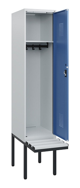 C+P Spind Evolo PLUS, 1 Abteil, 1950x400x815mm, 7035/5023, Zylinderschloss, Material Sitzfläche Kunststoff, 0490405-12 S10089