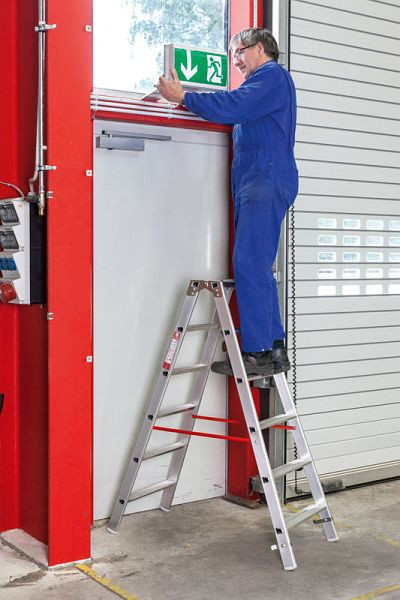 Euroline Alu-Stufenstehleiter mit Holmprofil und 2 x 8 Stufen, 2m Länge, 2057708