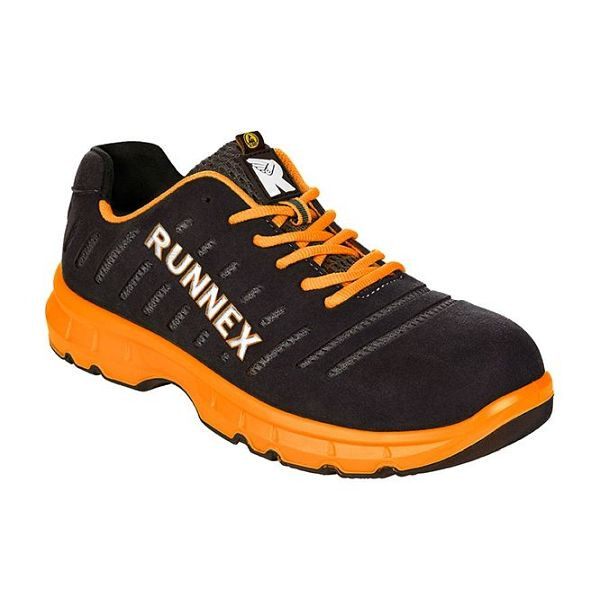 RUNNEX S1P-ESD-Sicherheitshalbschuhe FlexStar, schwarz/orange, Größe: 43, VE: 1 Paar, 5175-43