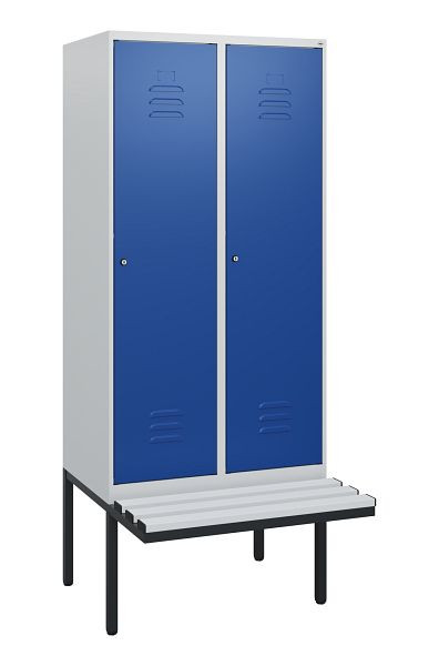 C+P Umkleidespind Classic PLUS, 2 Abteile, 1950x800x815mm, 7035/5010, Zylinderschlösser, 0800405-22 S10048