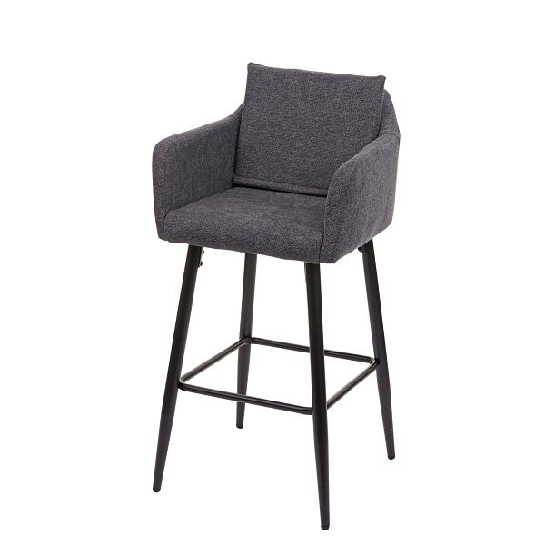 Mendler Barhocker HWC-H93, Barstuhl Tresenhocker, Fußablage Metall, Stoff/Textil dunkelgrau, 74751