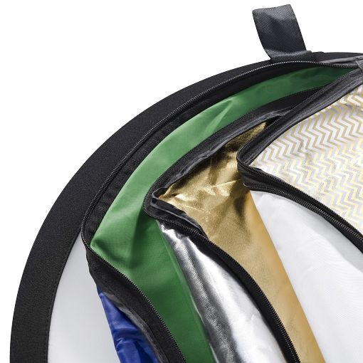 Walimex 7in1 Faltreflektor Set, Ø107cm, Farben: transparent/ weiß/ silber/ gold/ wavygold/ grün/ blau, inkl. Transporttasche, 1017686