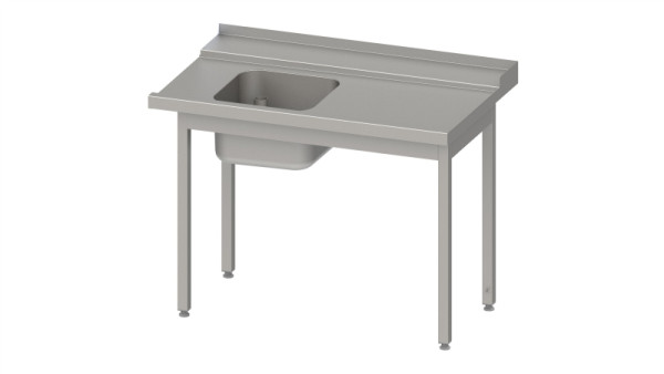 Stalgast Zulauftisch "Pro", Korbführung mit Gefälle, mit 1 Becken 1800x750x880mm, Anbauseite rechts, Aufkantung, verschweißt, VZL18710RA